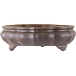 Bonsaischale 25x25x8cm Antik-Grau Rund Unglasiert