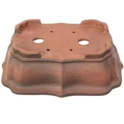 Bonsaischale 25x19x8cm Antik-Braun Lotusförmig Unglasiert -Empfohlener Shop für Topfpflanzen h25 907 ab2