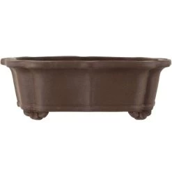 Bonsaischale 34x29.5x11.5cm Dunkelbraun Lotusförmig Unglasiert