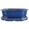 Bonsaischale Mit Untersetzer 25x20x8cm Blau Sonstige Form Glasiert -Empfohlener Shop für Topfpflanzen n25 821 bl