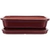 Bonsaischale Mit Untersetzer 26.5x21x7.5cm Weinrot Rechteckig Glasiert -Empfohlener Shop für Topfpflanzen n27 008 wr