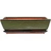 Bonsaischale Mit Untersetzer 33.5x20.5x8.5cm Grün Rechteckig Glasiert -Empfohlener Shop für Topfpflanzen n34 015 g