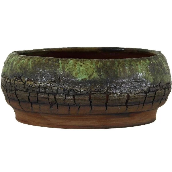 Bonsaischale 15.5x15.5x6cm Dunkelgrün Rund Glasiert 4 Bonsaischale 15.5x15.5x6cm Dunkelgrün Rund Glasiert – Bild 2