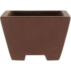 Bonsaischale 8x8x5cm Handarbeit Braun Quadratisch Unglasiert