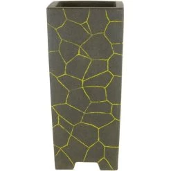 Bonsaischale 9x9x20cm Handarbeit Grau Genetzt Quadratisch Unglasiert