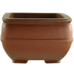 Bonsaischale 9x9x6cm Masteredition Antik Braun Quadratisch Unglasiert