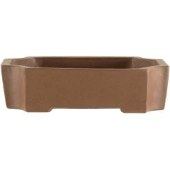 Bonsaischale 10x6.5x2.5cm Handarbeit Braun Vieleckig Unglasiert