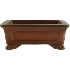 Bonsaischale 12x9.5x4.5cm Masteredition Antik Braun Rechteckig Unglasiert